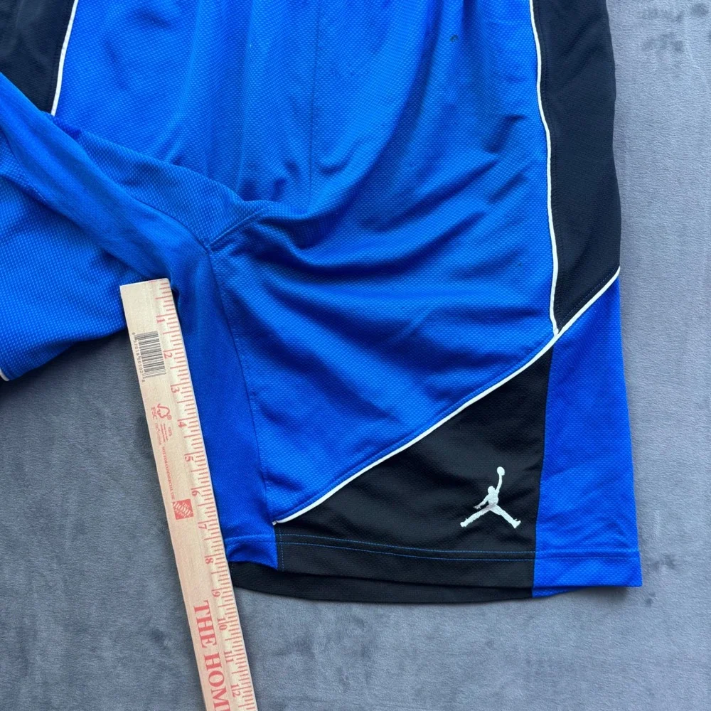 Jordan Mens Blue Black Dri-FIT Basketball Shorts L Jumpman Mesh Athletic Y2K VTG